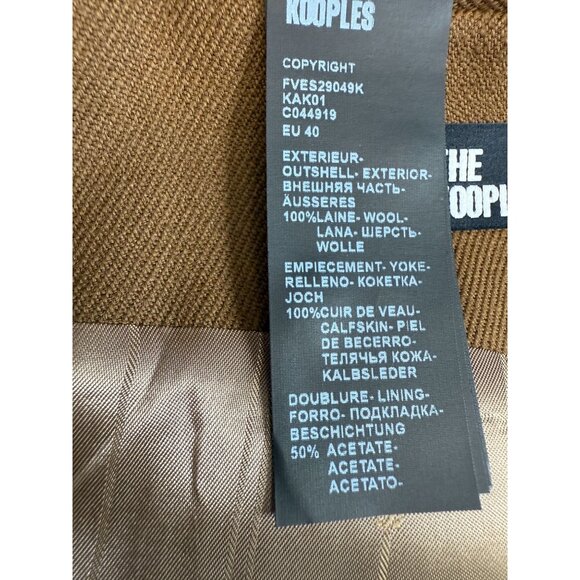 THE KOOPLES Designer Wool Leather Suit Jacket Khaki Brown Fr‎ Size 40 US 8 - Picture 12 of 15